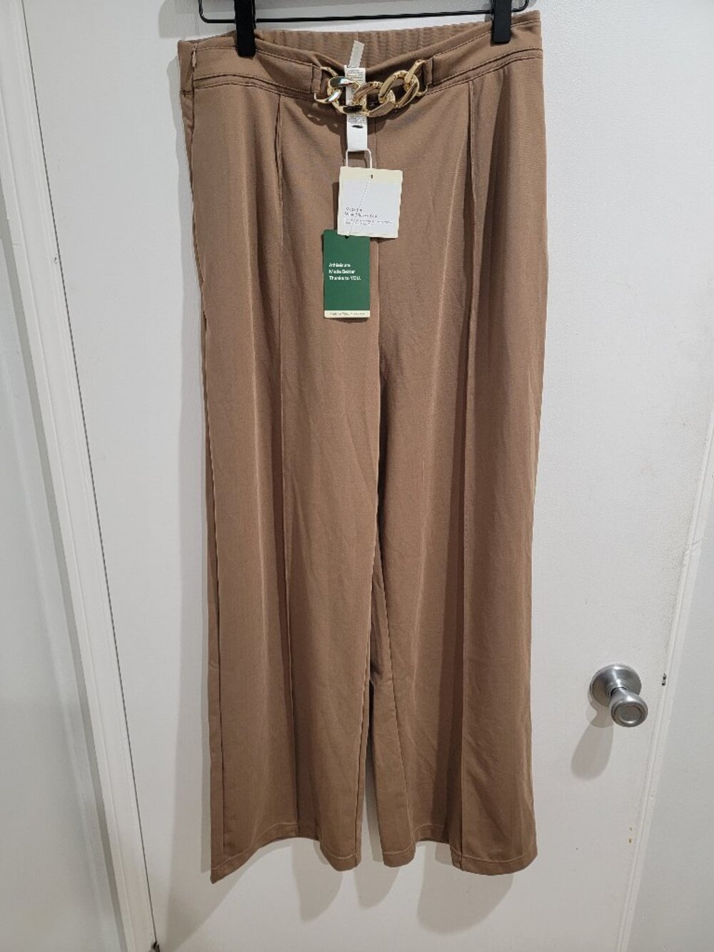 Halara Work Pant with gold buckle